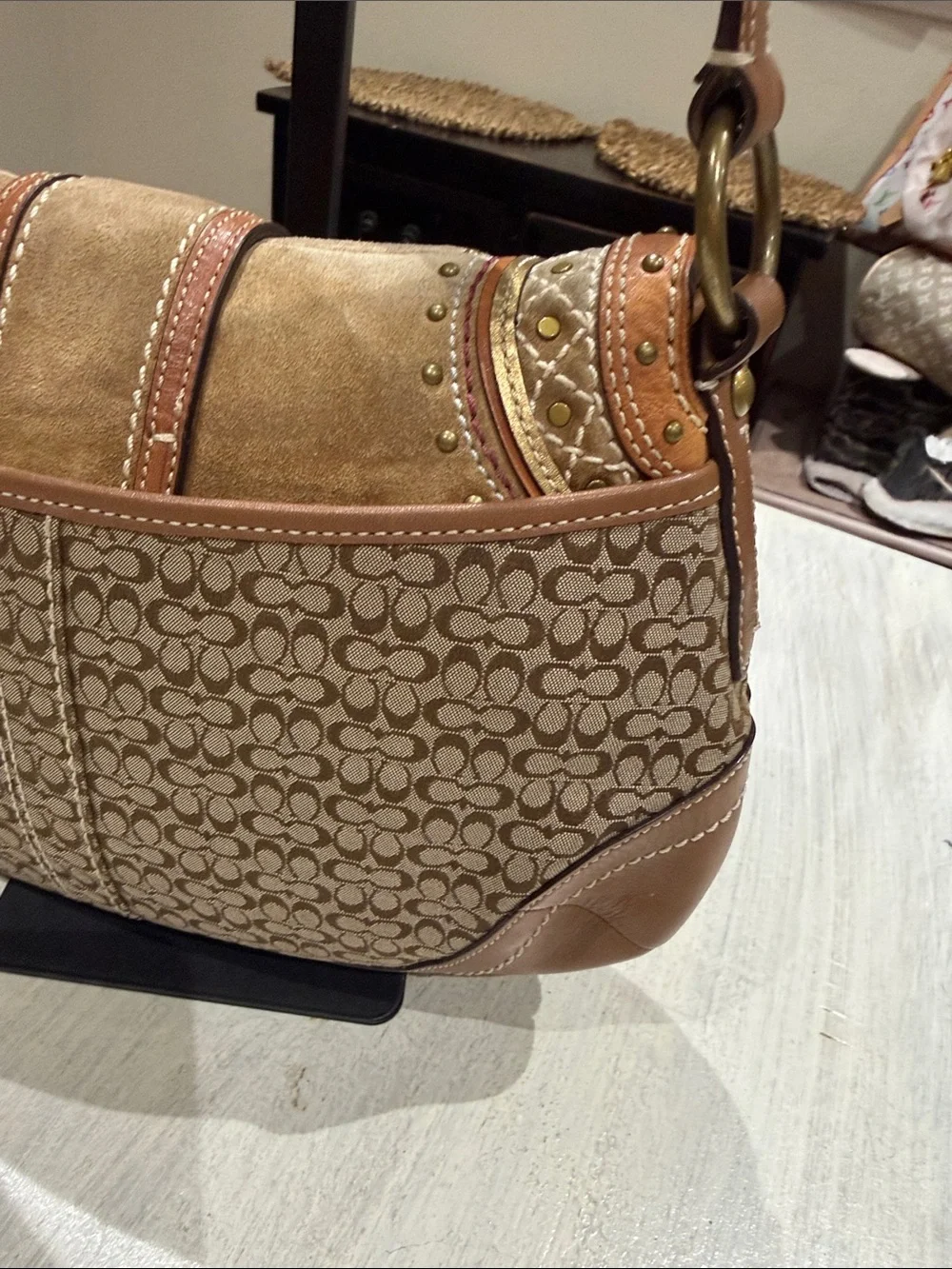 Rare Vintage Y2K Coach SoHo Renaissance Bohemian Patchwork Buckle Flap Bag